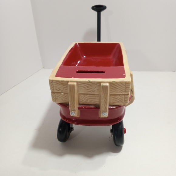 Radio Flyer Red Wagon Coin Bank #791172 Vintage Enesco 2000 Nursery Decor - Picture 2 of 10